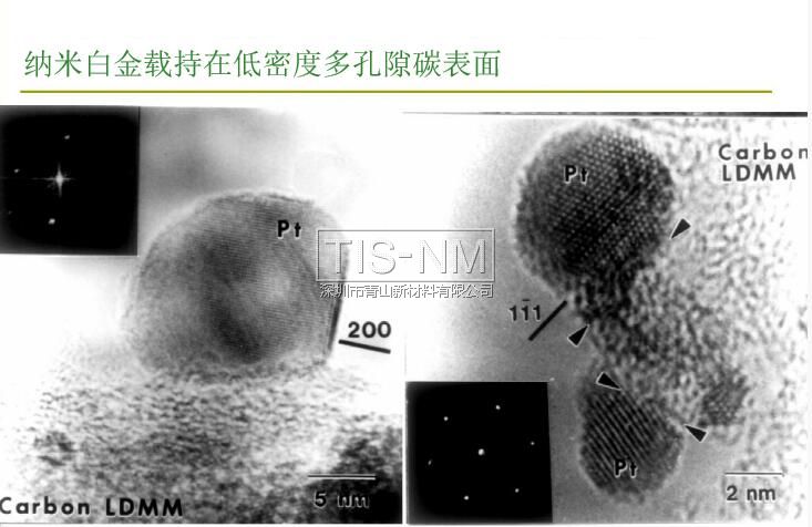 納米白金載持在低密度多孔隙碳表面